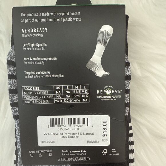Adidas Soccer Team Speed Black Cushioned Socks Size Men's 5-8.5 Women's 7-10 NEW - Picture 8 of 10